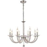 Netlighting Elena Ceiling Pendant Chandelier 8 Light Polished Chrome Crystal in Grey
