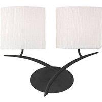 Netlighting Eve Wall Lamp Switched 2 Light E27 Anthracite with White Oval Shades in Black