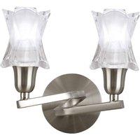 Netlighting Alaska Wall Lamp Switched 2 Light L1SGU10 Satin Nickel in Grey