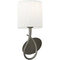 Netlighting Lua Wall Lamp Switched 1 Light E27 Satin Nickel with White Shade in Grey