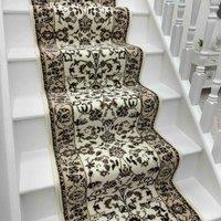 runrug Stair Runner Carpet for Staircases - Soft & Comfy, 9mm - 'Traditional' in Off-White | Size: 60 cm x 540 cm