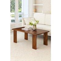 MH London Solid Wood Rectangular Coffee Table for Living Room with Plank Legs - Granite in Walnut