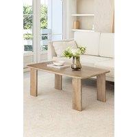 MH London Solid Wood Rectangular Coffee Table for Living Room with Plank Legs - Granite in Beige