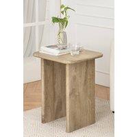 MH London Rectangular Solid Mango Wood Side Table, End Table for Bedroom & Living Room - Jem in Beige