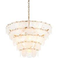 Netlighting Trapani Pendant Ceiling Light Antique Gold Paint White Clear Glass