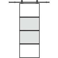Berkfield Home Sliding Door with Hardware Set 76x205 cm Tempered Glass&Aluminium in Black