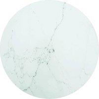 Berkfield Home Table Top White 50x0.8 cm Tempered Glass with Marble Design | Size: 50x0.8 cm