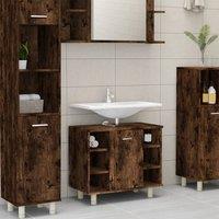 Berkfield Home Bathroom Cabinet Smoked Oak 60x32x53.5 cm Engineered Wood in Brown