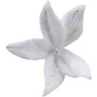 VFM e-Store Christmas Poinsettia Clip Decoration 16cm x 8cm White X 1 | Size: 16 cm x 8 cm