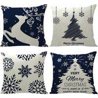 Lovii Navy Christmas Cushion Covers Set | Size: 45 cm x 45 cm
