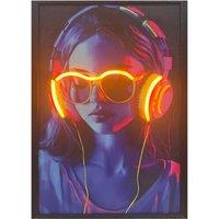 HOME LUXE INTERIOR Headphones Neon LED Wall Art - 40x60cm Cyberpunk Canvas USB | Size: 40x60 cm