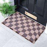 Artsy Mats Wavey Checkerboard Chocolate Brown Indoor Outdoor Doormat (70 x 40cm) | Size: 40 cm x 70 cm