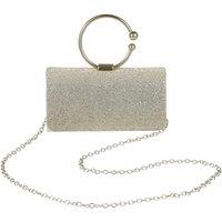Women's Rhinestone Evening Clutch Bag with Crossbody Shoulder Chain in Silver