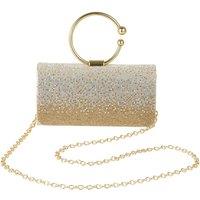 Women's Rhinestone Evening Clutch Bag with Crossbody Shoulder Chain in Gold