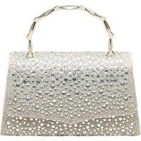 Women's Elegant Rhinestone Evening Clutch Bag in Silver