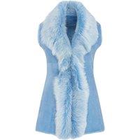 Infinity Leather Women's Toscana Sheepskin Long Gilet-Sorocaba in Baby Blue | Size: 10