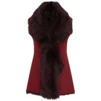 Infinity Leather Women's Toscana Sheepskin Long Gilet-Sorocaba in Burgundy | Size: 16