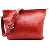 Kitise Women's Small Genuine Italian Leather Shoulder Handbag With Detachable Strap in Red