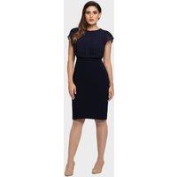 LBV Fashion Women's Pleated Tulip Sleeve Chiffon Dress in Dark Navy | Size: 10