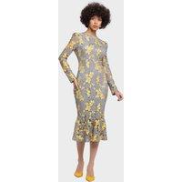 LBV Fashion Women's Lace Mermaid Long Dress in Grey | Size: 10