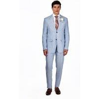 XPOSED Men's LEWIS 100% Linen Tailored Fit Summer Suit in Light Blue | Size: 42R