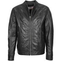 House of Leather Men's Mens Real Leather Classic Zip Jacket Matt in Black | Size: Medium