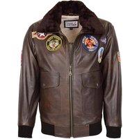 House of Leather Men's Mens Real Leather Bomber Jacket Air Force Pilot Style Lester Brown | Size: Large