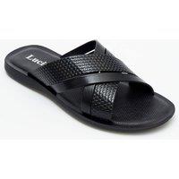 Lucini Men's Men's Genuine Leather Casual Summer Sandals in Black | Size: 7
