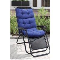 H&O Direct 110cm W x 55cm D Outdoor Tri-Fold Recliner Cushion in Navy | Size: 110 cm W x 55 cm D