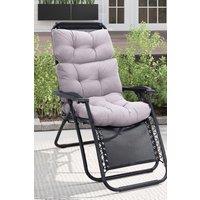 H&O Direct 110cm W x 55cm D Outdoor Tri-Fold Recliner Cushion in Grey | Size: 110 cm W x 55 cm D