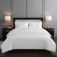 Snug City Ruffle Design Duvet Cover Soft Elegant Bedding Set with Pillowcases in White | Size: Super King