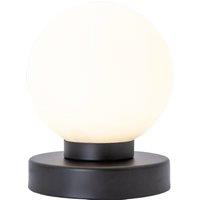 Happy Homewares Contemporary Opal Glass Globe Table Lamp with Matte Black Round Base