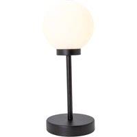 Happy Homewares Modern Opal White Glass Globe Table Lamp with Tall Matte Black Stem
