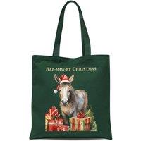 Bad Zebedee Women's Vintage Christmas Donkey Tote Bag in Dark Green