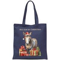 Bad Zebedee Women's Vintage Christmas Donkey Tote Bag in Navy