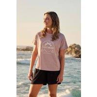 Animal Women's 'Phoenix' Summer Beach Cotton Graphic T-Shirt in Light Pink | Size: 6
