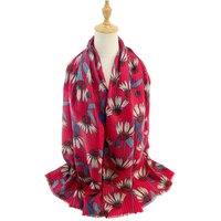 Vellin Women's Vintage Floral Print Lightweight Scarf in Red