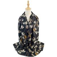 Vellin Women's Vintage Floral Print Lightweight Scarf in Black