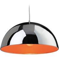 Netlighting Bistro 1 Light Dome Ceiling Pendant Chrome Orange Inside E27