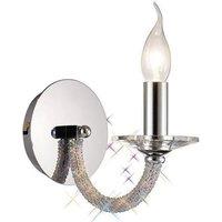 Netlighting Elena Wall Lamp Switched 1 Candle Light Polished Chrome Crystal in Grey