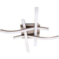 Happy Homewares Modern LED Ceiling Lighting Fitting in Brushed Nickel with 4 Strips in Metallic Silver