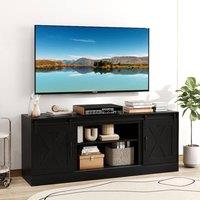Costway Wooden TV Stand Cabinet for 70 Inch TVs Media Entertainment Center in Black