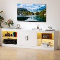 Costway Modular TV Stand for 85 TVs 3-in-1 Entertainment Center w/LED Lights in White