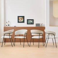 SONARA Modern Set of 4 Dining Chair with Sleek One-Piece Metal Frame in Beige
