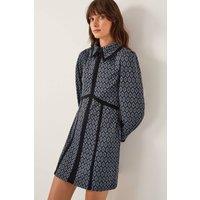 Monsoon Women's Jen Jacquard Jersey Mini Shirt Dress Grey | Size: 22