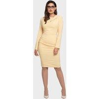 LBV Fashion Women's Cowl Neck Drape Shearing Dress in Yellow | Size: 10