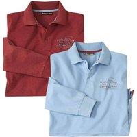 Atlas for Men Men's Arizona Adventure Long-Sleeved Polo Shirt Pack of 2 in Maroon | Size: 5XL