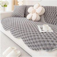 Living and Home Non-Slip Faux Plush Sofa Protector in Grey | Size: Extra Large