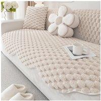 Living and Home Non-Slip Faux Plush Sofa Protector in Beige | Size: Extra Large