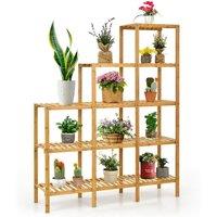 Costway 5-Tier Bamboo Plant Holder Stand Plant Shelf Storage Organizer Display Rack in Natural